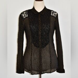 Free People Black Lace Sheer Blouse